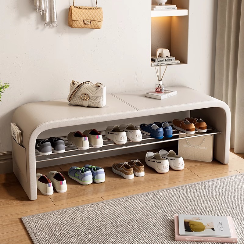 Entrada a la casa, lujo ligero, sensación de alta gama, entrada, asiento, almacenamiento, uso de taburetes para zapatos, zapatero integrado, zapatero, taburete para cambiar zapatos en casa en la puerta