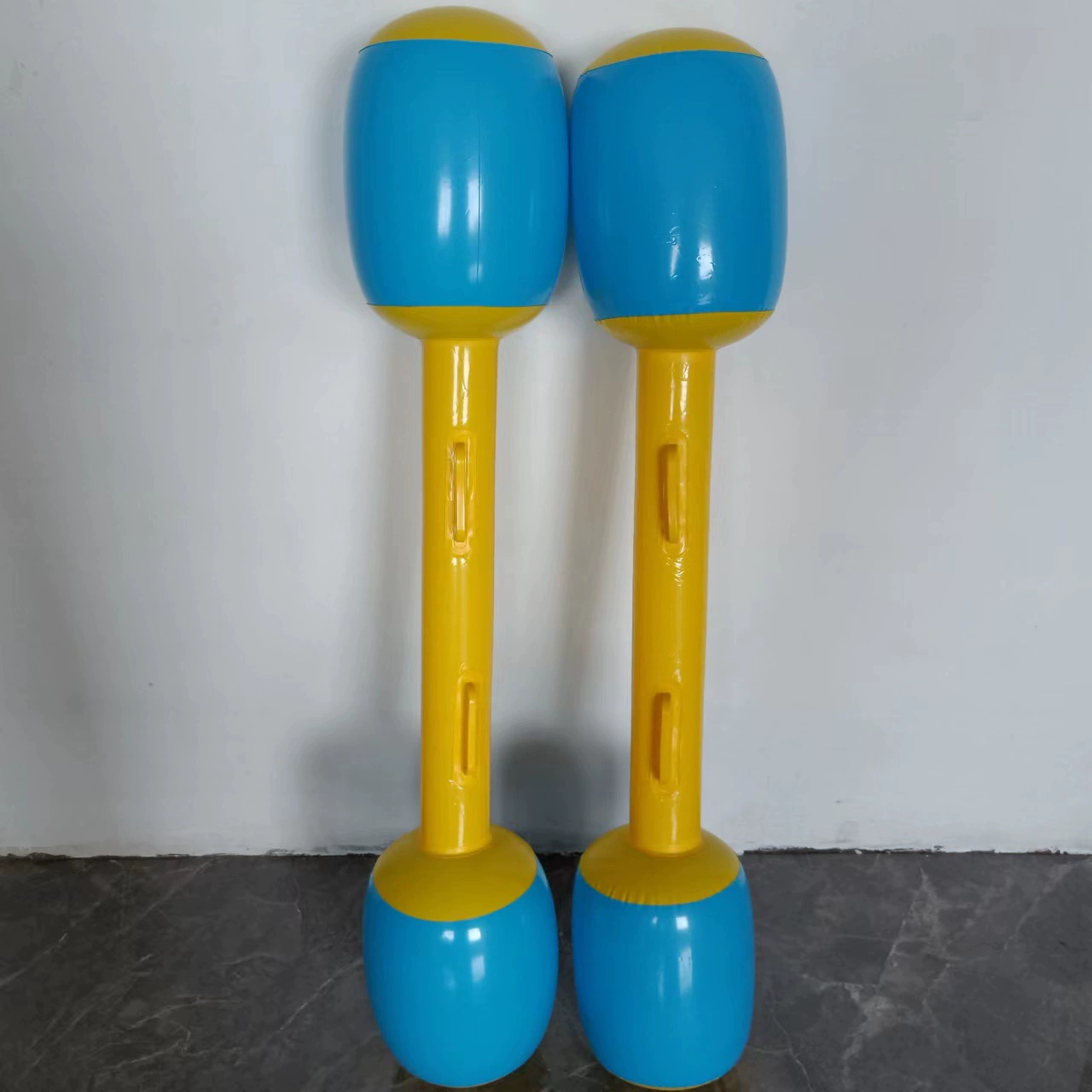 Inflatable handle, wooden hammer for double, toy