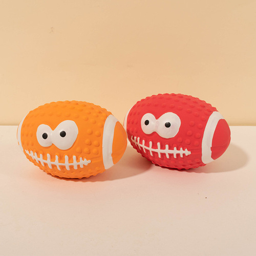 Factory direct selling pet toy with sound, cartoon latex football dog toy, bite-resistant molar ball toy