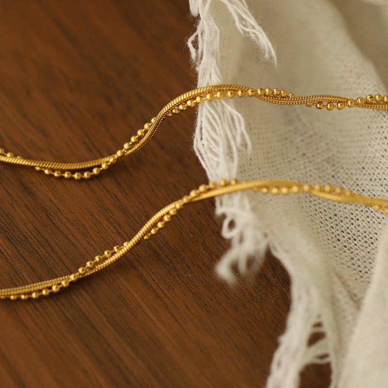 Xl500 Water Wave Twisted Chain Clavicle Chain Simple Snake Bone Chain Gold-Plated Women's Titanium Steel Xl500 Water Wave Twisted Chain Clavicle Chain Simple Snake Bone Chain Gold-Plated Women's Titanium Steel