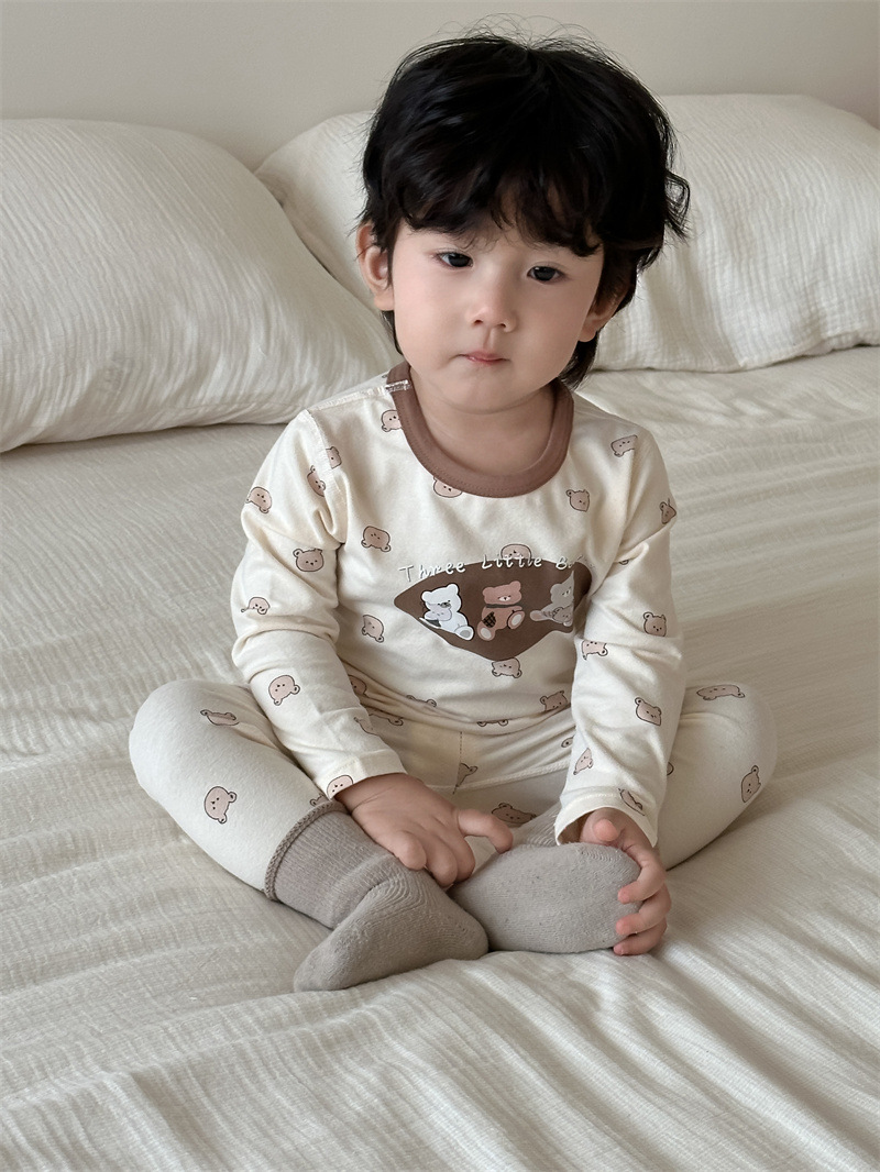 Hombres y niñas ropa de casa set de otoño ropa infantil coreana pijama infantil otoño bebé casa dos piezas set de otoño