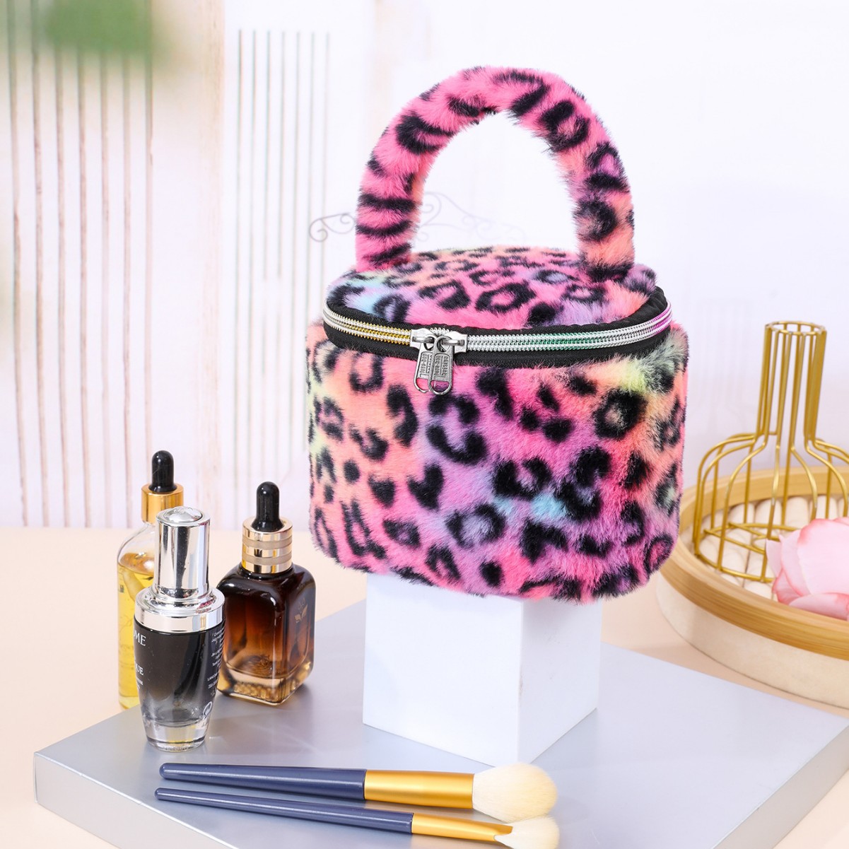 로즈 레드 레오파드 무늬 휴대용