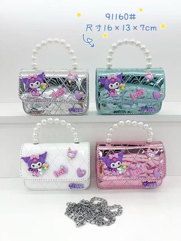 子供用の新しい女の子の真珠のハンドバッグ菱格レースの蝶結びの女の子のショルダーバッグの小銭のショルダーバッグのファッション|undefined