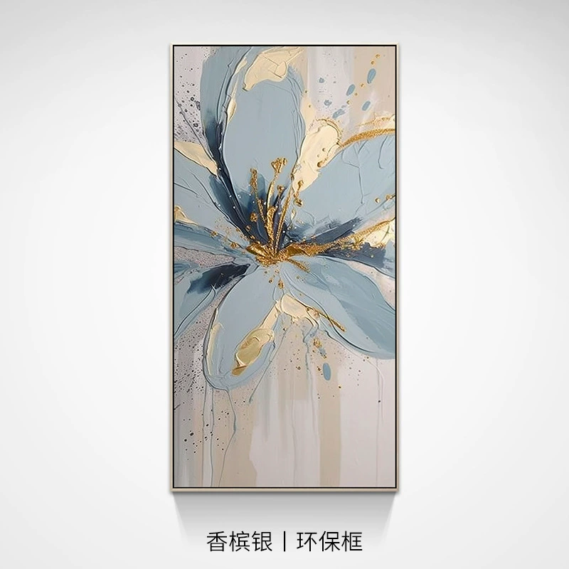 [花卉油画纯手绘玄关画现代轻奢高档竖版走廊壁画大芬油画村装饰画]