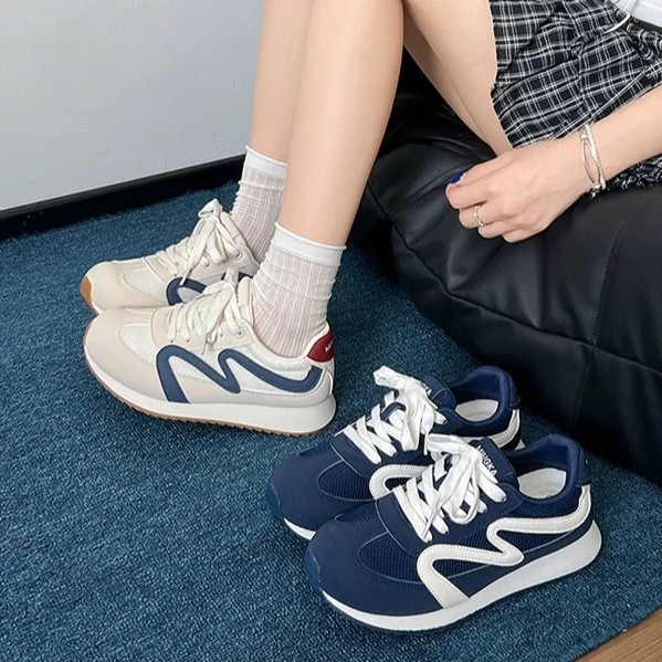 Azul Gump zapatos de entrenamiento de mujer 2025 nuevo tipo de soleas gruesas casuales de malla transpirables zapatos deportivos ligeros de verano y otoño