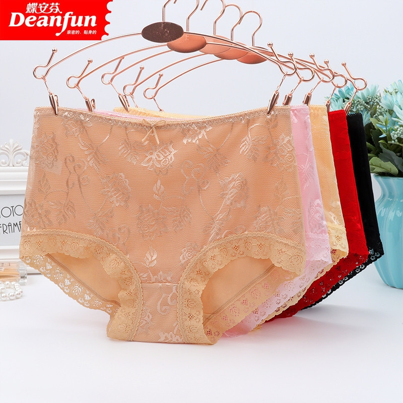 2 Pack Genuine Butterfly 2187 Women's Lace Mesh Non-marking Lace Sexy Mid-waist Small Boxer Briefs
