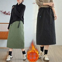 2025冬季新款休闲风夹棉半身裙女加厚保暖轻薄棉裙时尚休闲百搭