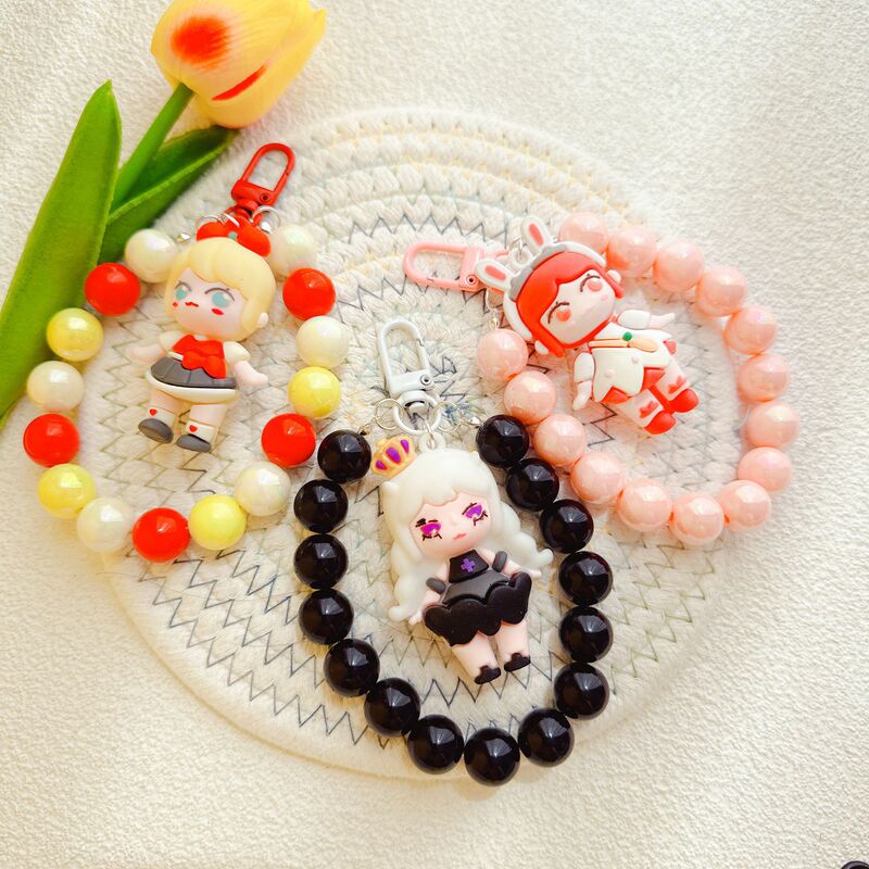 Cute Cartoon Girl Group Car Bead Chain Pendant Mobile Phone Pendant Keychain Women's Bag Pendant Student Gift