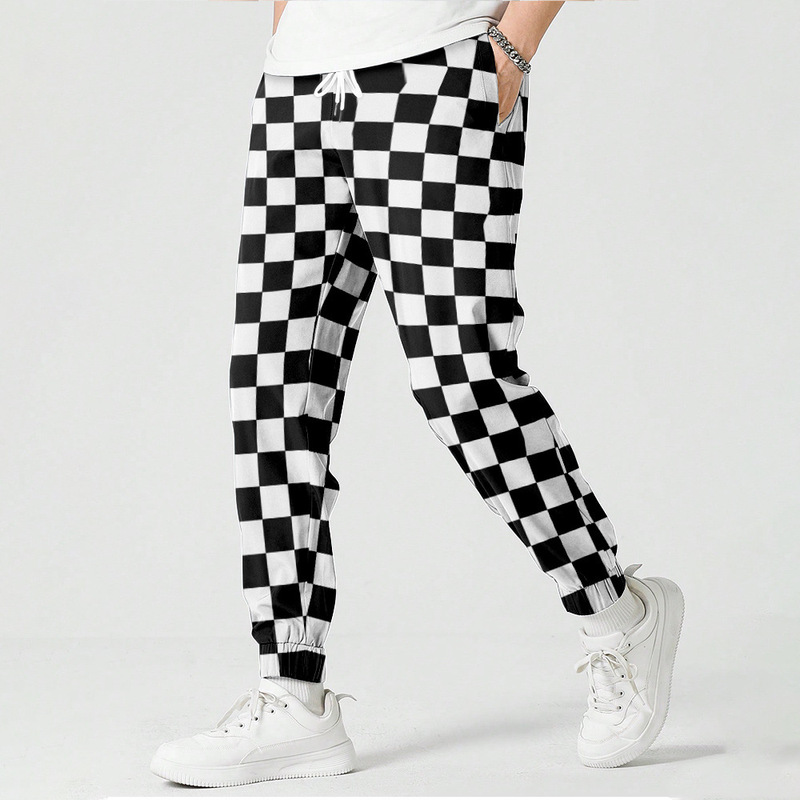 Men's Long Pants with Checkerboard Pattern 3D Printed Sweatpants Sports Pants Casual Unisex Joggers Pod Customization