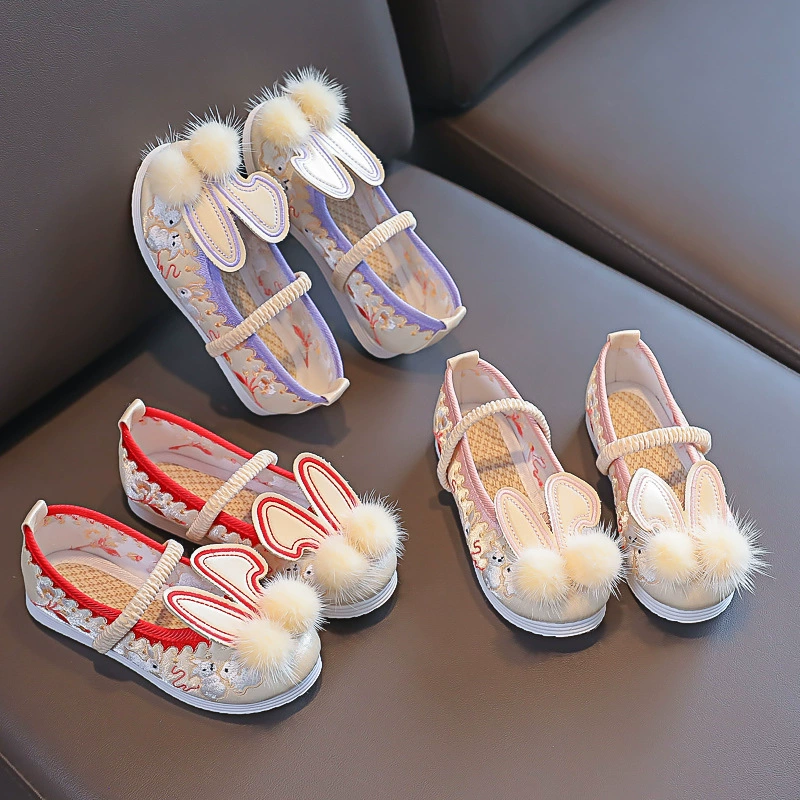 Детская обувь Hanfu, вышитая обувь для девочек, старая Пекинская Тканевая обувь, старинный костюм, детская обувь принцессы, милая одиночная обувь в китайском стиле