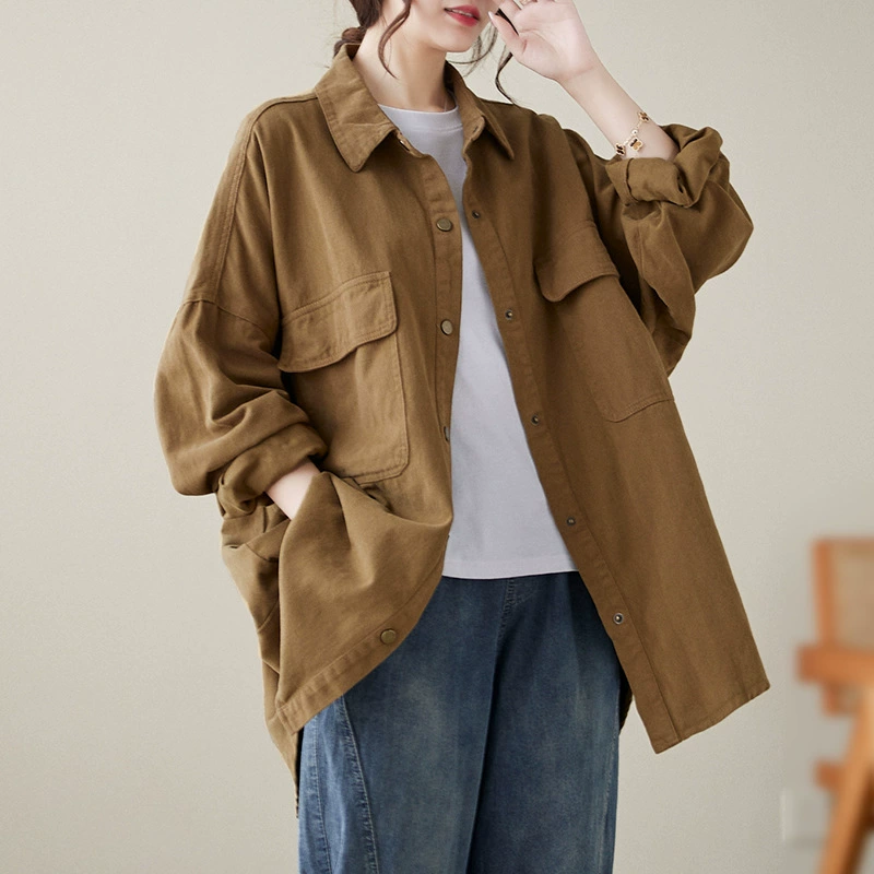Autumn comfortable shirt, long-sleeve, jacket, plus size
