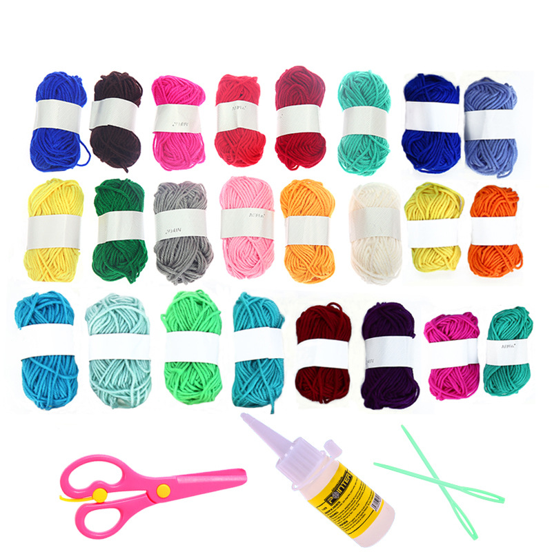 Colorido bola de lana de los niños hechos a mano DIY tejido pegatinas kindergarten materiales hechos a mano