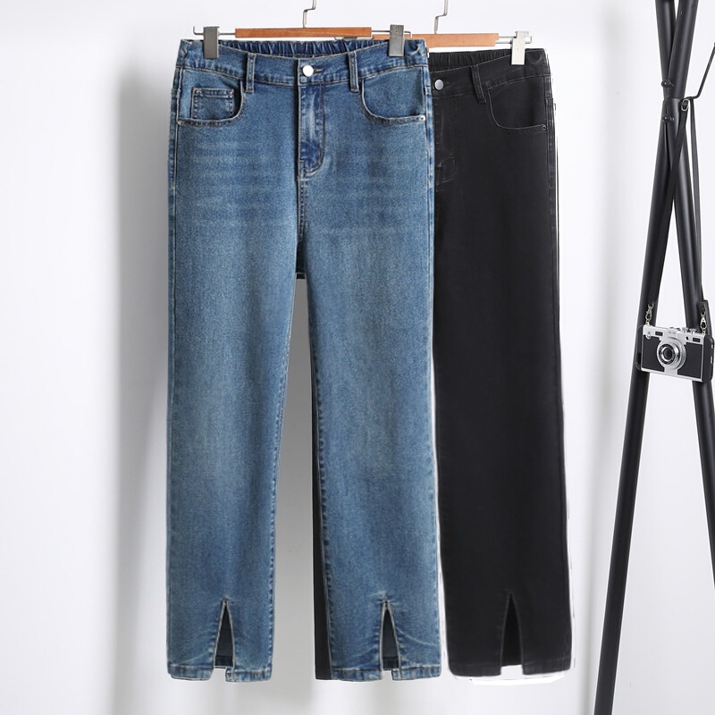 316,350kg extra-large jeans straight split wide leg pants high elastic high waist floor pants 316,350kg extra-large jeans straight split wide leg pants high elastic high waist floor pants