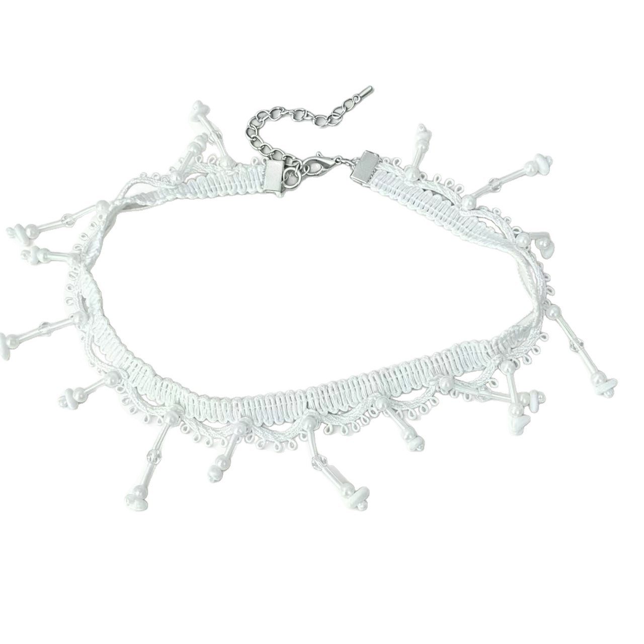 Girocollo lolita in pizzo bianco con perle per donna_voghion.com