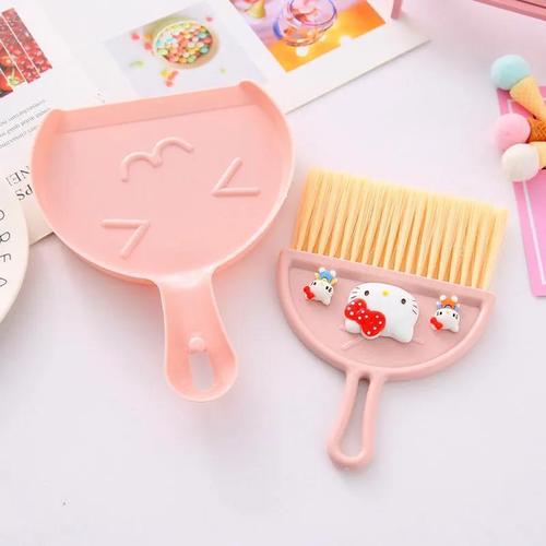 Small broom and dustpan set for household desktop cleaning, cute sweeping garbage shovel, cartoon children's mini broom broom