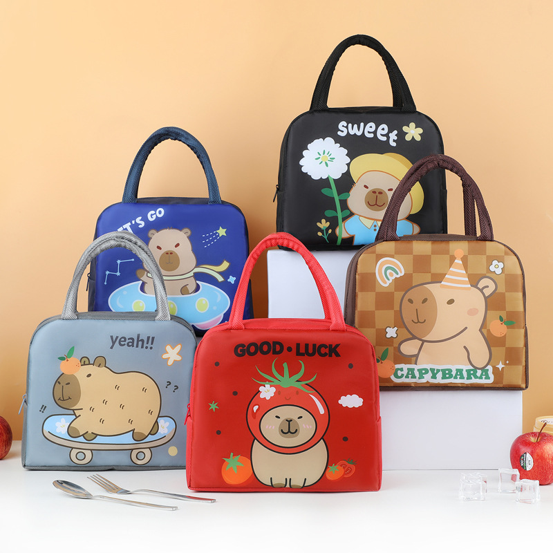 Cute Cartoon Water Guinea Pig Satchel Lunch Bag for Kidsren Going to School with Rice Bag Insulation Bag Satchel Lunch Bag Lunch Box Bag