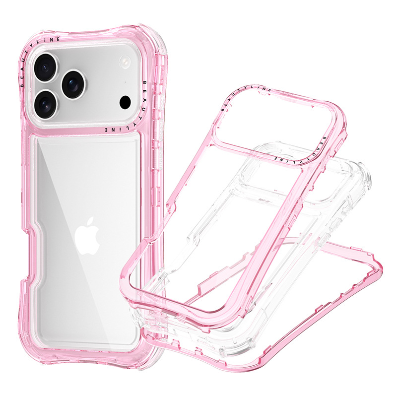 Aplicable Apple IP17 / 18 promax cojín de aire de cintura transparente todo incluido caso de teléfono celular resistente a caídas soporte de impresión de serigrafía LOGO