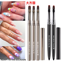 平头大方圆美甲光疗笔跨境新款美甲工具笔刷套装 红色仿翡翠杆平