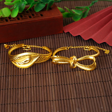 新品仿金镂空富贵花开口手镯可调节女款合金铜饰品首饰百搭款厂家