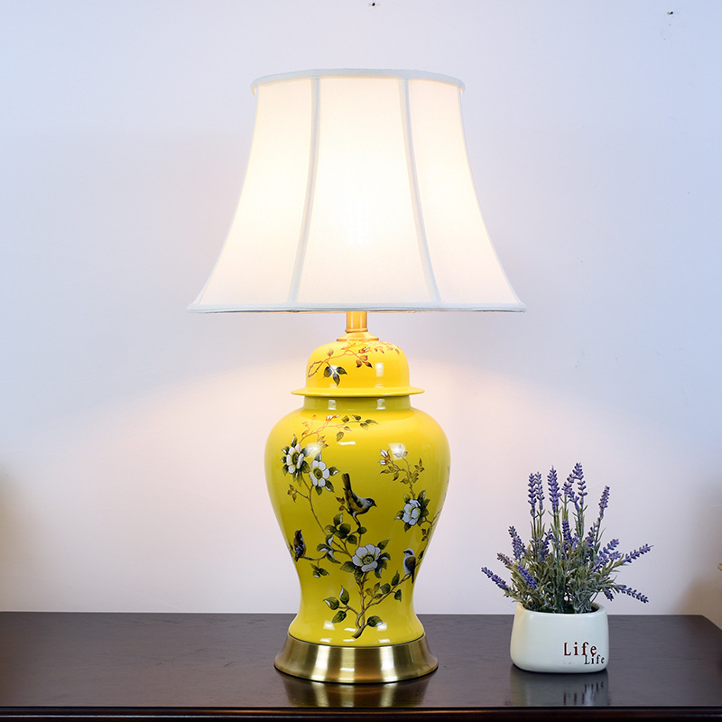 American Ceramic Table Lamp Living Room Modern Simple Flower and Bird Pattern Bedroom Bedside Table Lamp Model Room Designer Ornaments American Ceramic Table Lamp Living Room Modern Simple Flower and Bird Pattern Bedroom Bedside Table Lamp Model Room Designer Ornaments