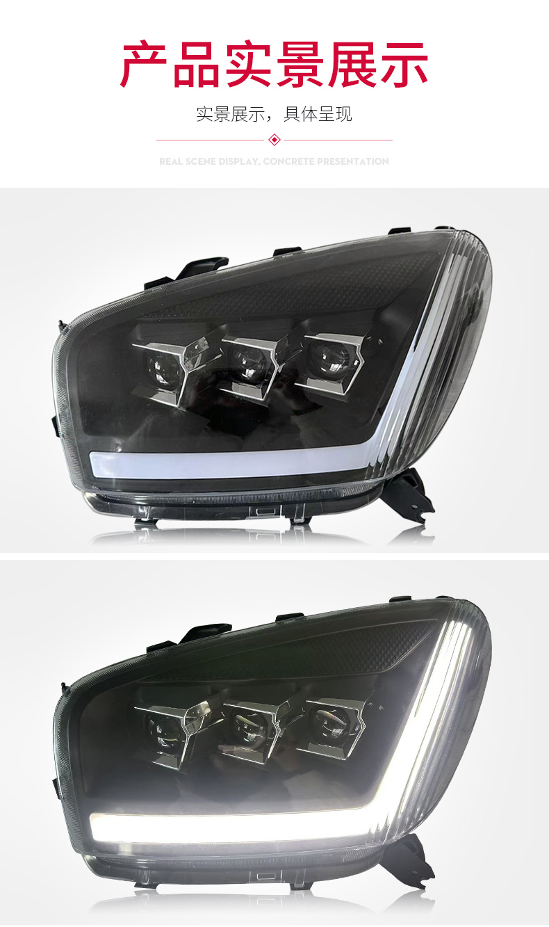 Suitable for 01-02 Toyota Rav4 Headlight Assembly Modified Led Daytime Running Light Flowing Water Turn Signal Lens Headlight