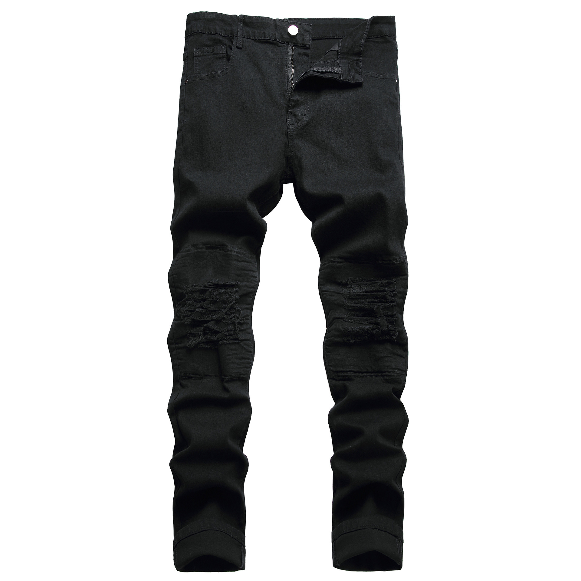 Slim Fit Biker Jeans For Men Retro Distressed Stretch Denim_voghion.com
