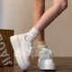 Four-leaf Thick-soled White Shoes Women's 2024 Spring New All-match Elevated Platform Sports Casual Sneakers Ins Shoes