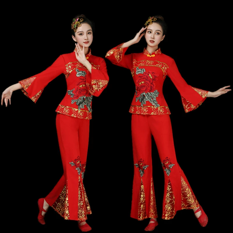 Новый костюм Yangge для взрослых праздничный этнический барабан