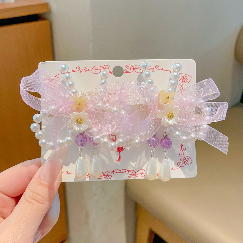 Chica de Hanfu tocado de los niños traje antiguo princesa borla horquilla estilo chino niña paso horquilla clip de pelo