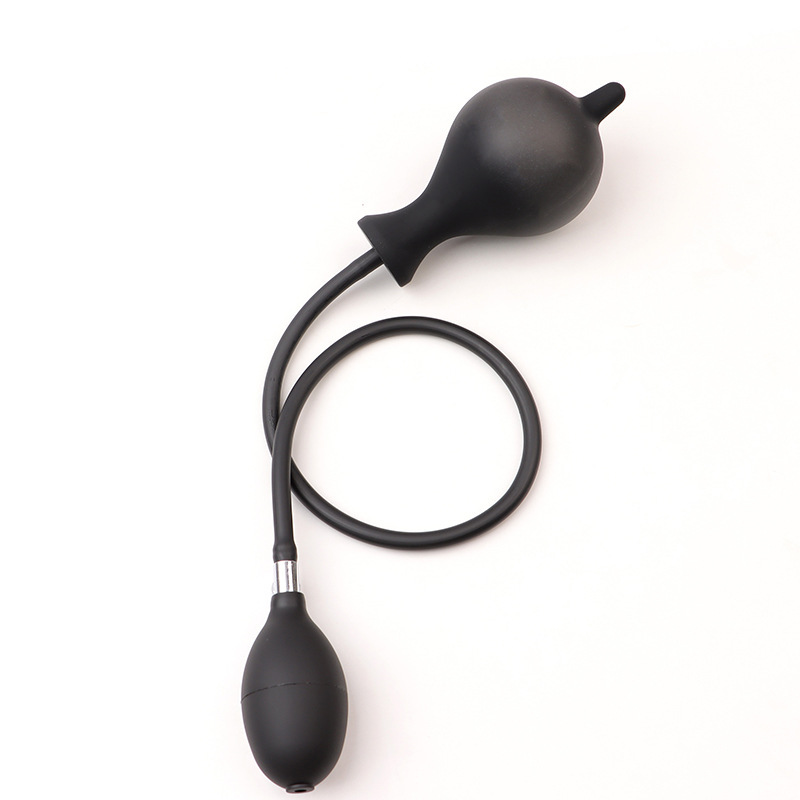 Inflatable Silicone Anal Plug with Tapered Tip, Black, Couples Expansion Toy — detail image 8