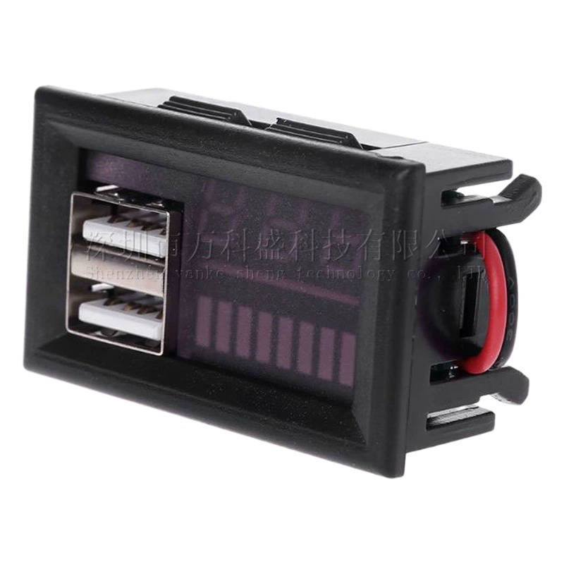 Автомобильный аккумулятор 12 В, измеритель напряжения, мощности, встроенный двойной выход USB, преобразование напряжения 5 В, 2 А