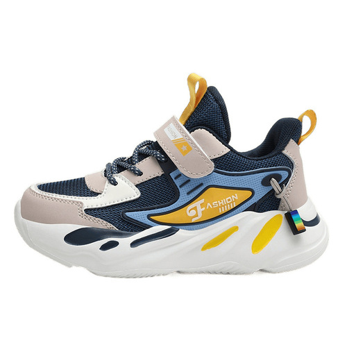 Breathable, anti-slip, thick-soled middle-child basketball shoes for primary school students, leisure and running, boys, size 25, spring and autumn season, net surface