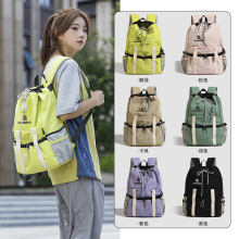 韩版简约文艺大学生书包ins时尚抽绳双肩包网红褶皱尼龙休闲背包