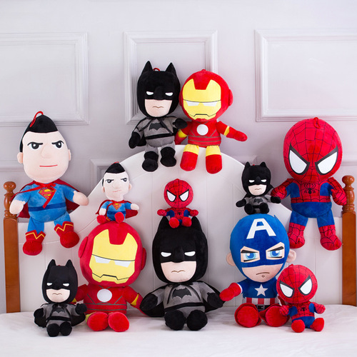 厂家批发仿真复仇者联盟公仔蜘蛛侠毛绒玩具美国队长超人布娃娃