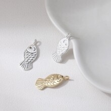 14K电镀真金保色复古小胖鱼小鱼竖孔吊坠diy手作手链项链材料配件