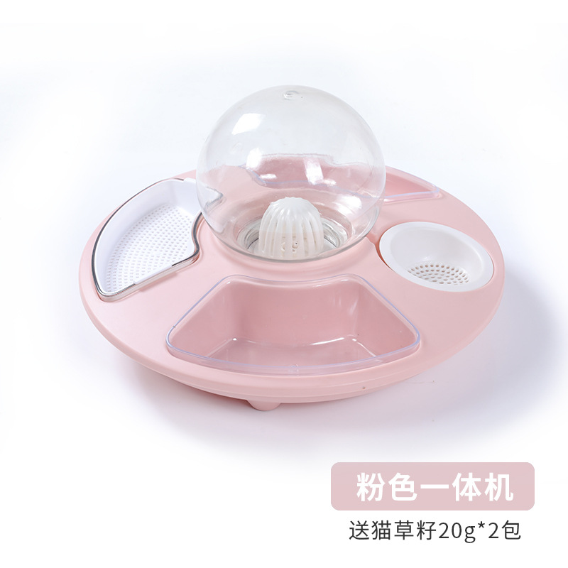 Multi-Función de alimentador de gato automático beber Pet Bowl gato hierba cuenca antidetonantes vajilla gato tazón de arroz tazón de agua