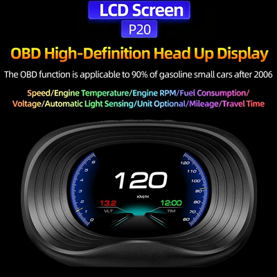 Cross-border HUD Head-Up Display Car ECU Driving Computer OBD High-Definition Portable LCD Car Display P20 (Vehicle HUD) - p20-obd-lcd-screen-hud-display-suitable-for-obd2-interface-gasoline-cars