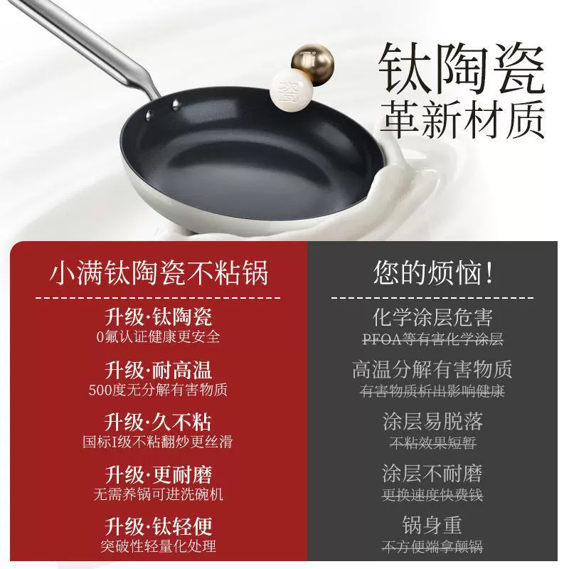 Сковорода Deshilang Titanium Ceramic Uncoated, высокоточная, с антипригарным покрытием DP915-F24WH