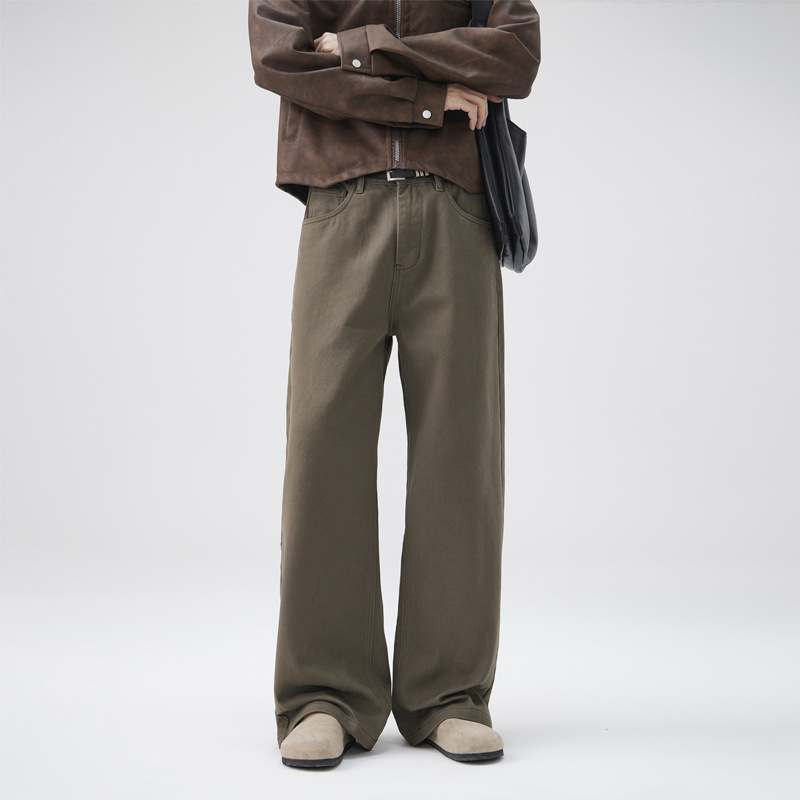 Cd Trendy Jeans Straight Wide-Leg Pants for Men 2026 Spring and Summer New Style Boys' Slightly Flared Simple Versatile Casual Pants