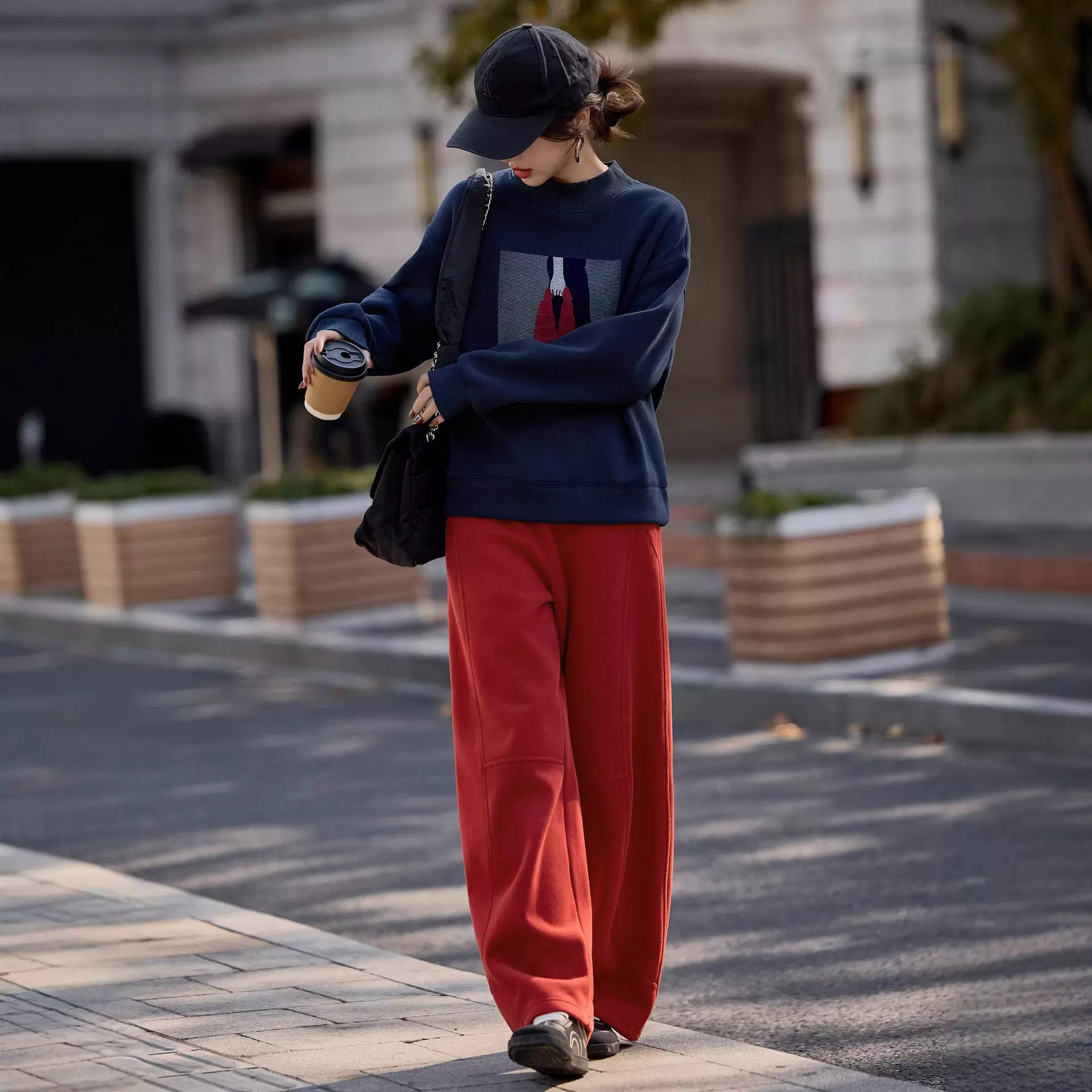 韩式休闲印花卫衣套装女2026秋冬新款超火穿搭一整套运动裤两件套