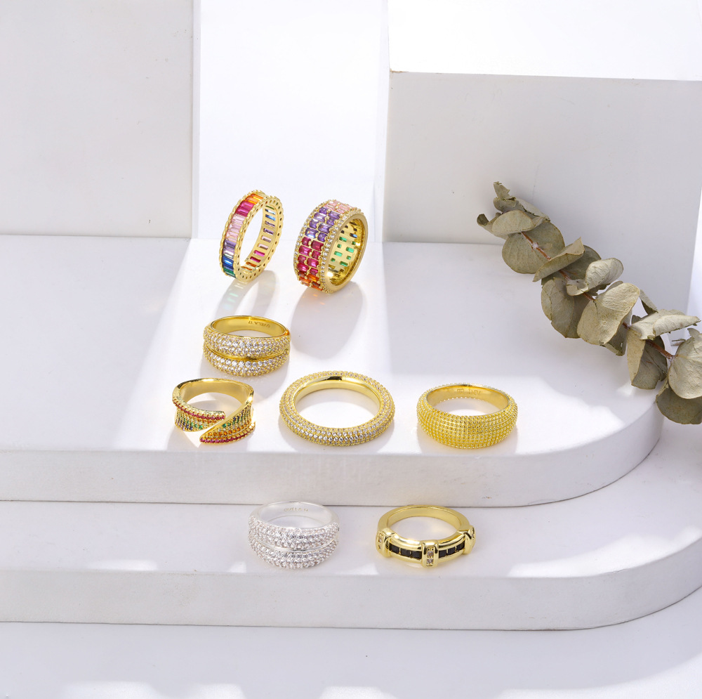 Rainbow small ring with stone stainless steel with zircon