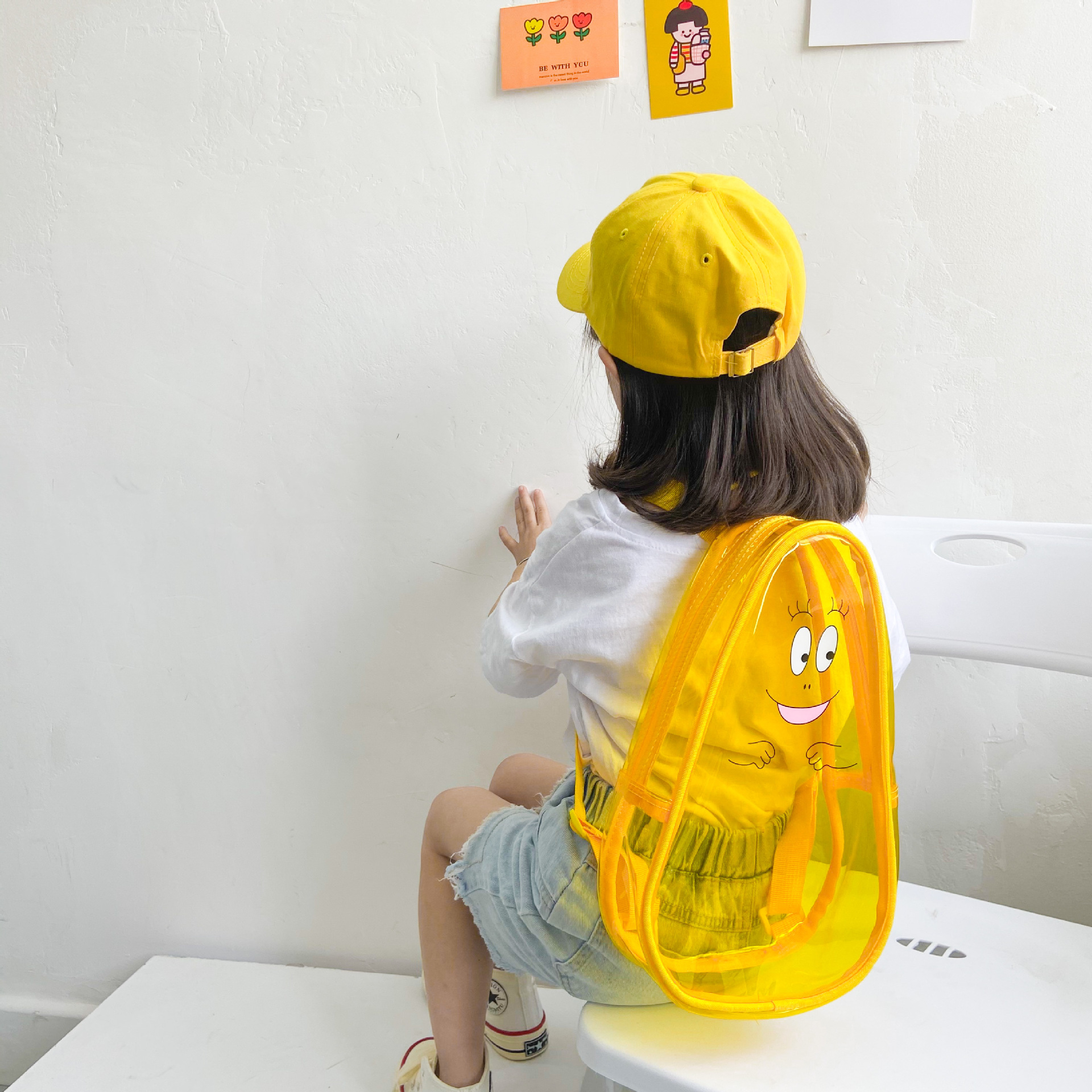 INS Kids Cartoon mochila mochila Baba papá lindo bebé bebé hombre y mujer plástico transparente mochila de gelatina