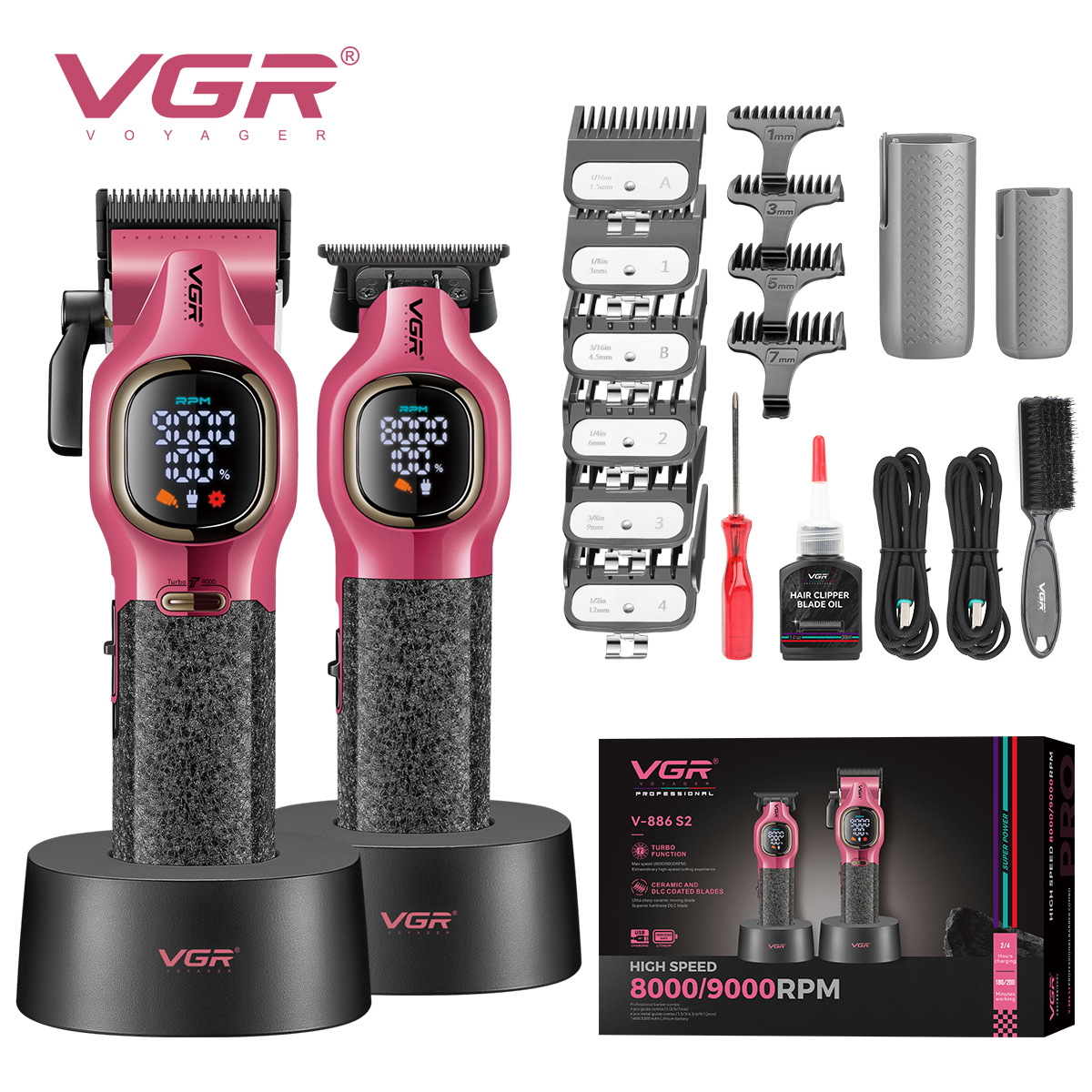 Tondeuse à cheveux électrique avec base de chargement, haute vitesse 8000/9000 tr/min, neuve_voghion.com
