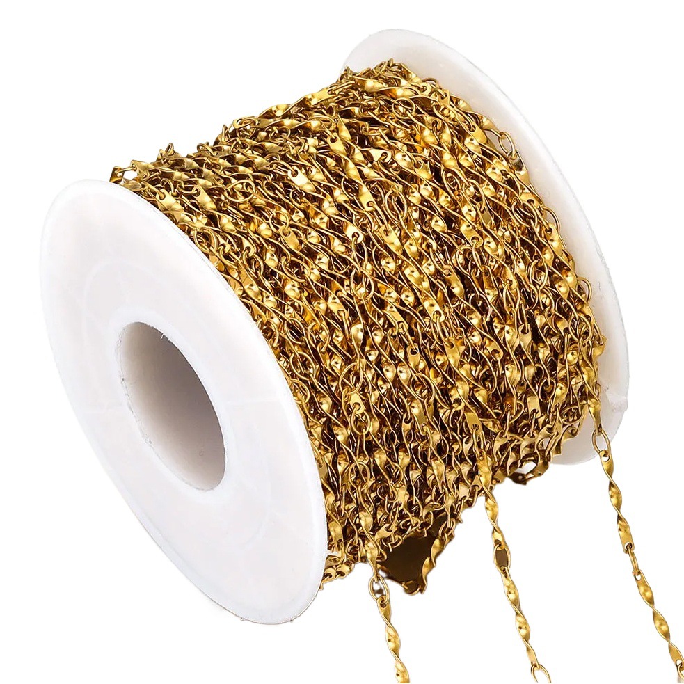 Acero inoxidable 18K chapado en oro de la torcedura Cubana de cadena torcida anillo de la banda DIY collar de la pulsera de la joyería accesorios de fabricación