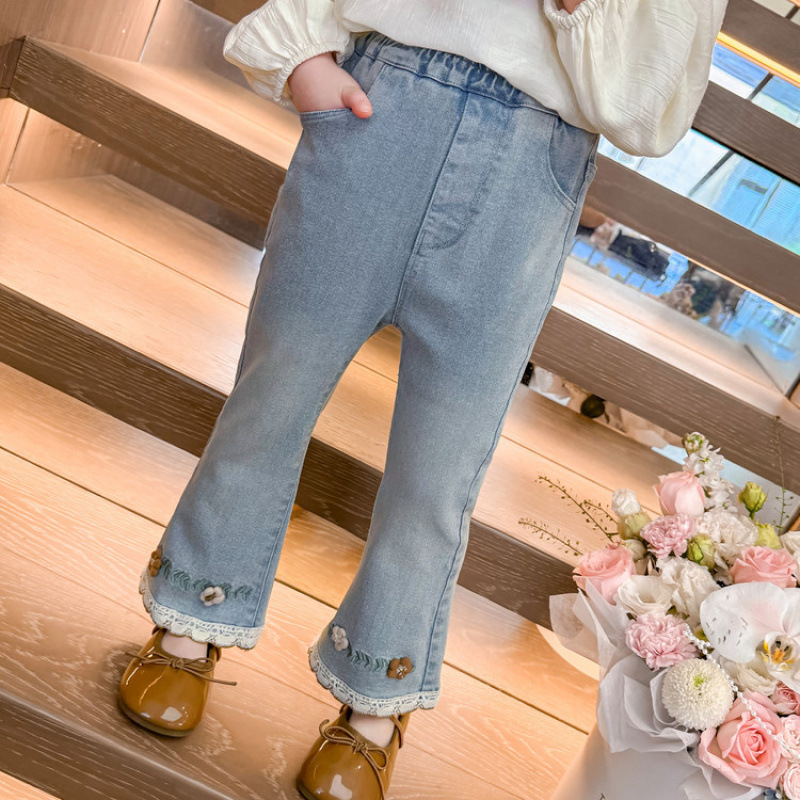 女童喇叭裤春秋款2025新款儿童秋季牛仔裤小童阔腿裤洋气时髦裤子|undefined