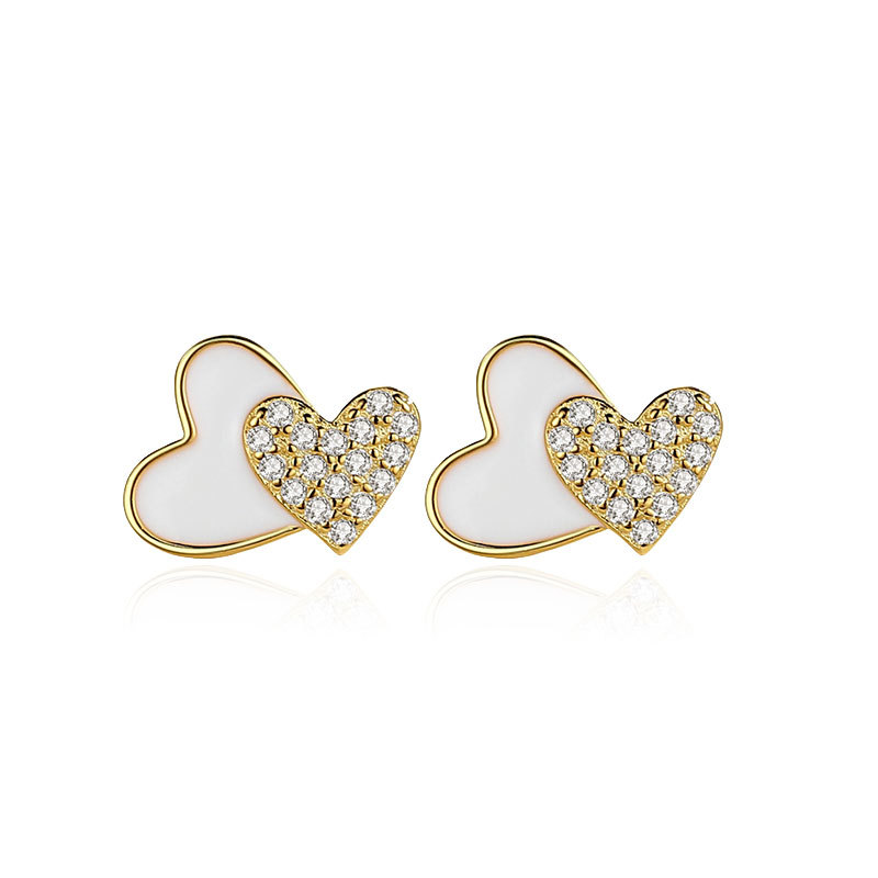 Douyin mismo párrafo Pendientes de plata esterlina S925 Pendientes de amor coreano Pendientes de corazón a corazón femenino Pendientes en forma de corazón Joyería dulce