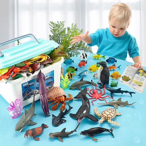 Kids' Shark Ocean World Animal Sea Creature Fish Models: Soft Rubber Sea Turtle, Octopus, and Great White Shark Toys