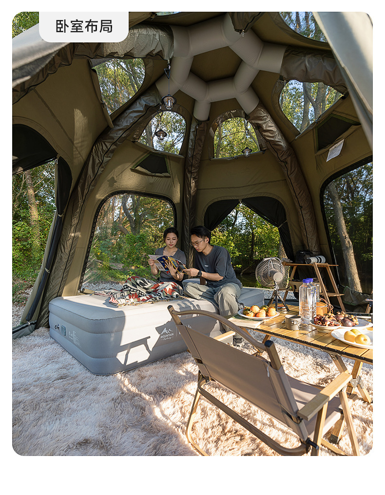 Spherical automatic inflatable tent for outdoor camping overnight, rainproof, 2025 new model camping equipment set