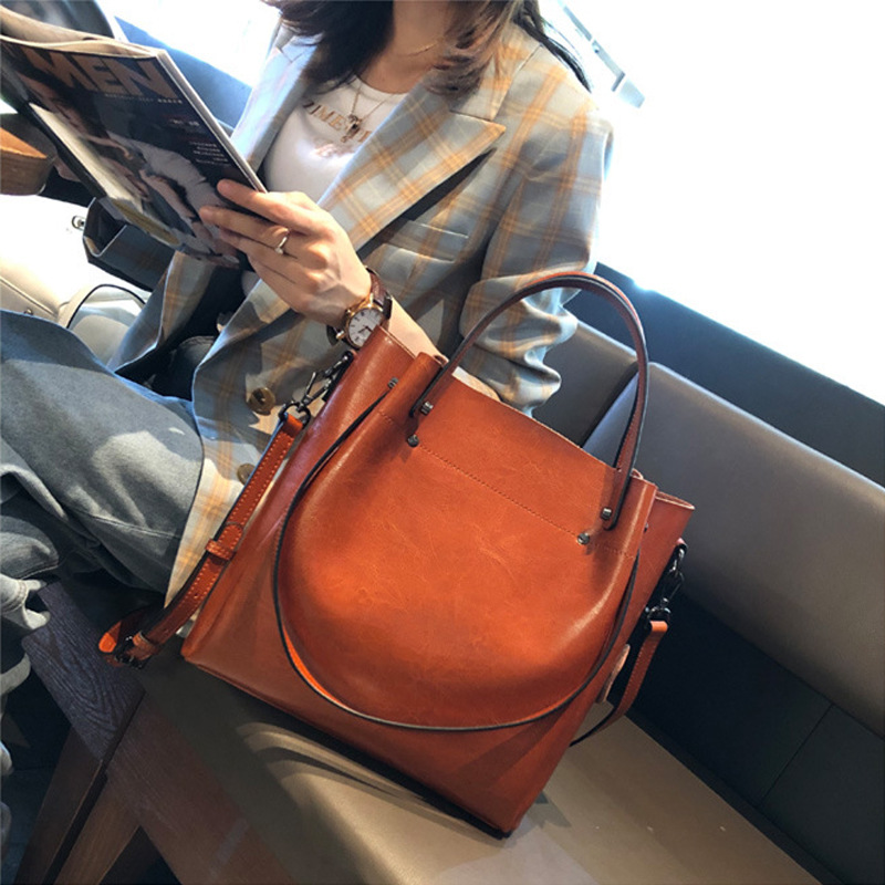 Borsa a tracolla da donna alla moda e di alta qualità in vera pelle, grande capacità, per pendolari, monospalla, ascella_voghion.com