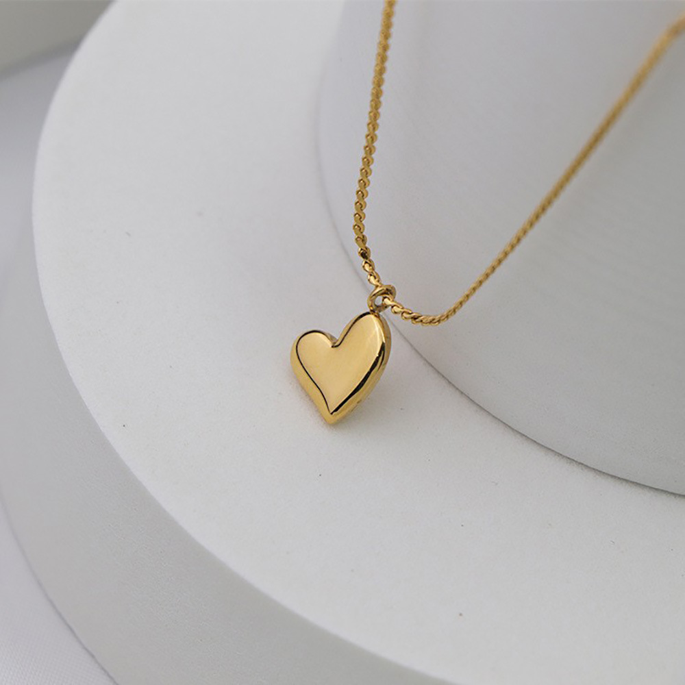 1 Piece Quantity Daily Occasion Titanium Steel Material Simple Style Heart Shape Titanium Steel Plating Pendant Necklace 1 Piece